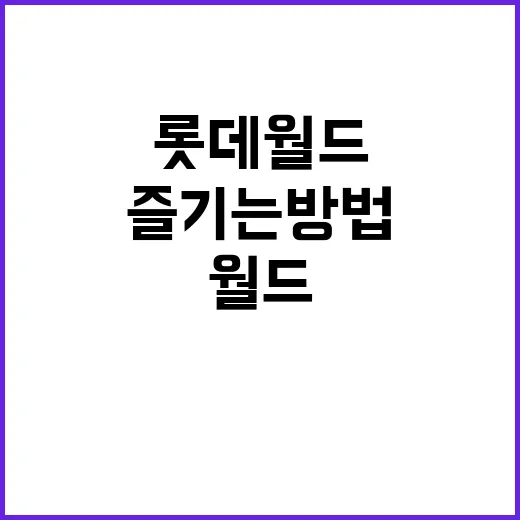 롯데월드를 최대한 즐기는 방법