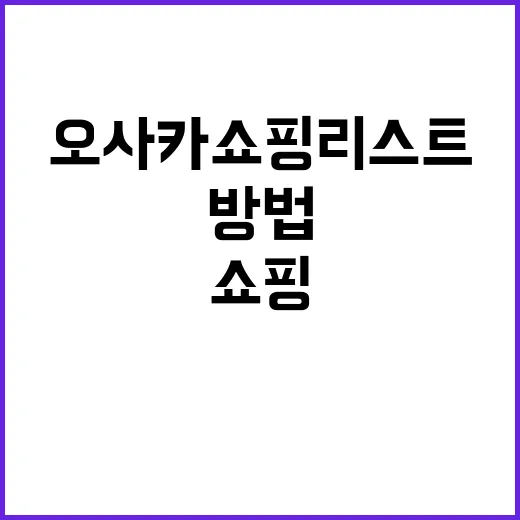 오사카 쇼핑리스트를…