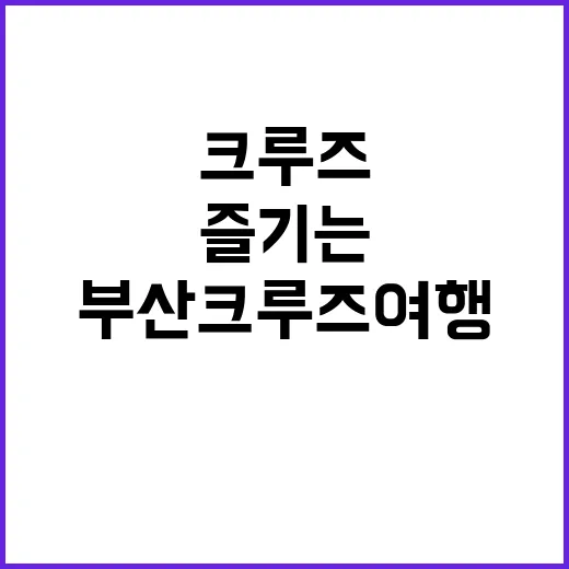 부산 크루즈여행을 …