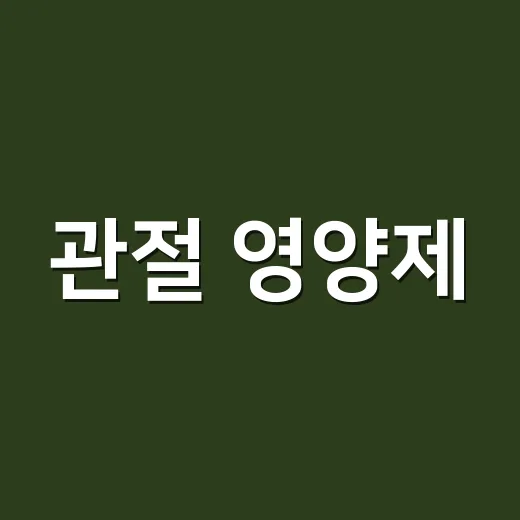 관절 영양제, 글루코사민만 먹으면 충분할까요? - 요약