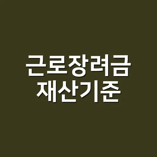 근로장려금 재산기준, 집 있으면 바로 탈락일까요? - 요약