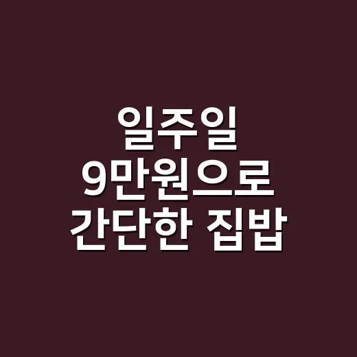 일주일 9만원으로 …