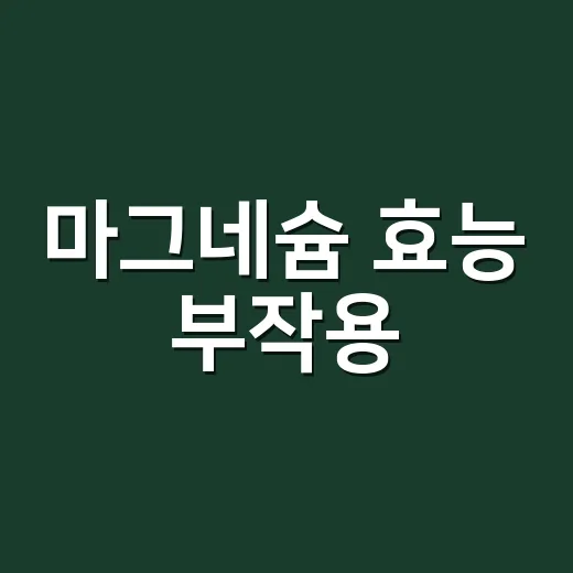 마그네슘 효능 부작용, 매일 먹어도 괜찮을까요? - 요약
