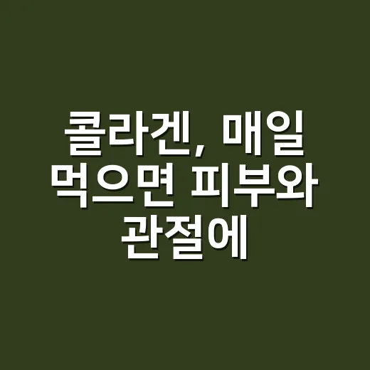 콜라겐, 매일 먹으면 피부와 관절에 정말 차이가 날까요? - 요약
