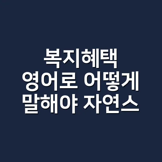 복지혜택 영어로 어떻게 말해야 자연스러울까요? - 요약