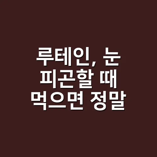 루테인, 눈 피곤할 때 먹으면 정말 괜찮을까요? - 요약