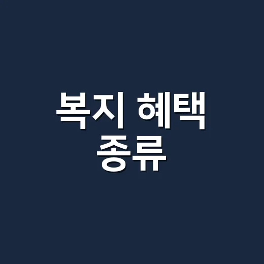복지 혜택 종류, 나는 어디부터 확인해야 할까요? - 요약