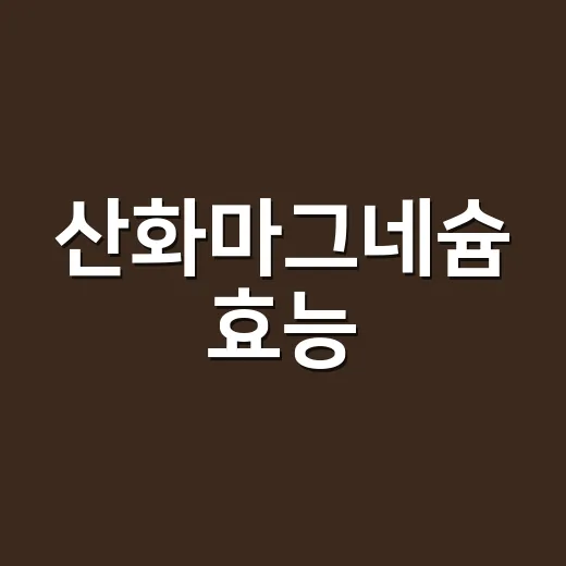 산화마그네슘 효능, 변비와 근육 불편감에 정말 도움이 될까요? - 요약