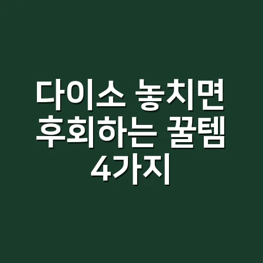 다이소 놓치면 후회하는 꿀템 4가지, 영양제 챙길 때 왜 유용할까요? - 요약