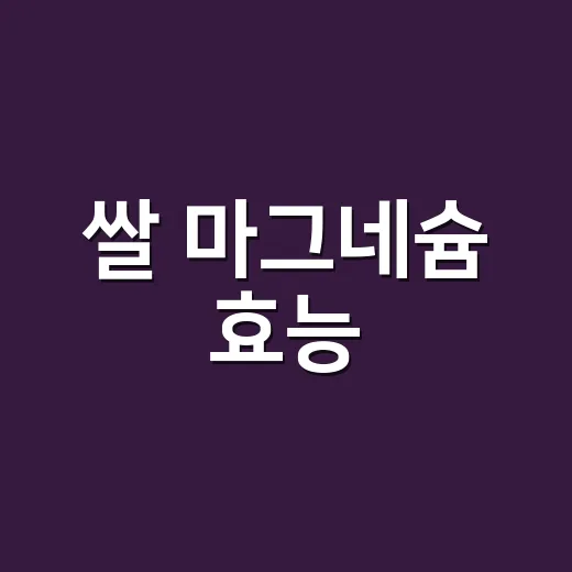 쌀 마그네슘 효능, 일반 마그네슘과 무엇이 다를까요? - 요약