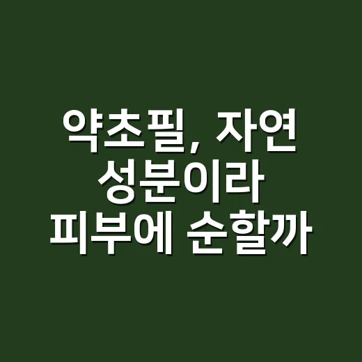 약초필, 자연 성분이라 피부에 순할까요? - 요약