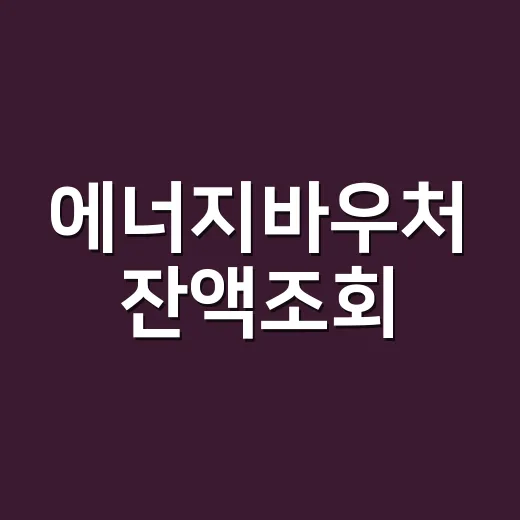 에너지바우처 잔액조회, 남은 금액 어디서 확인해야 할까요? - 요약