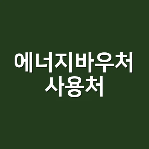 에너지바우처 사용처, 전기요금만 되는 줄 알고 계신가요? - 요약
