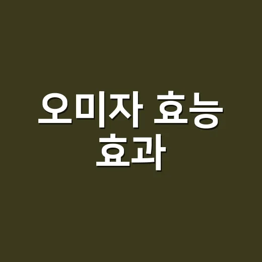 오미자 효능 효과, 피로와 혈당에 정말 도움이 될까요? - 요약