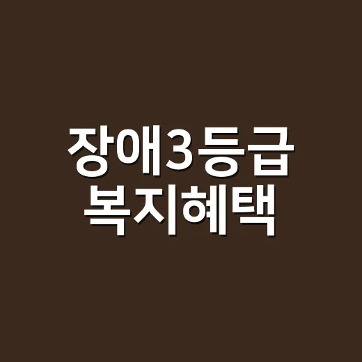 장애3등급 복지혜택, 지금도 그대로 받을 수 있을까요? - 요약