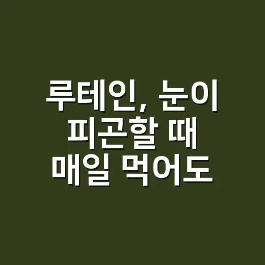 루테인, 눈이 피곤할 때 매일 먹어도 괜찮을까요? - 요약