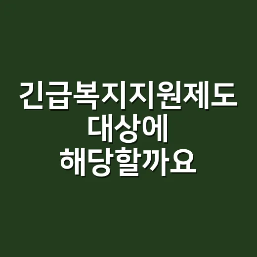 긴급복지지원제도 대상에 해당할까요? - 요약