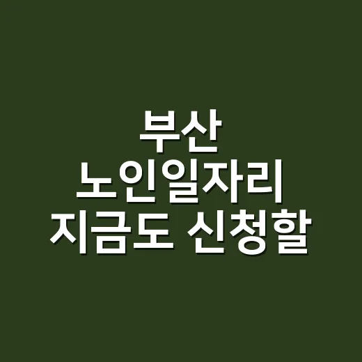 부산 노인일자리 지금도 신청할 수 있나요? - 요약