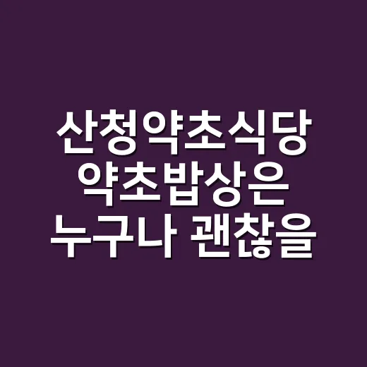 산청약초식당 약초밥상은 누구나 괜찮을까요? - 요약
