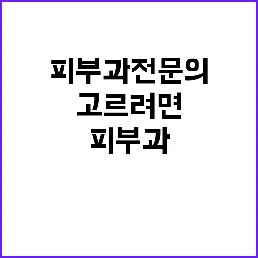 피부과전문의 고르려면 이렇게 확인하세요 - 요약