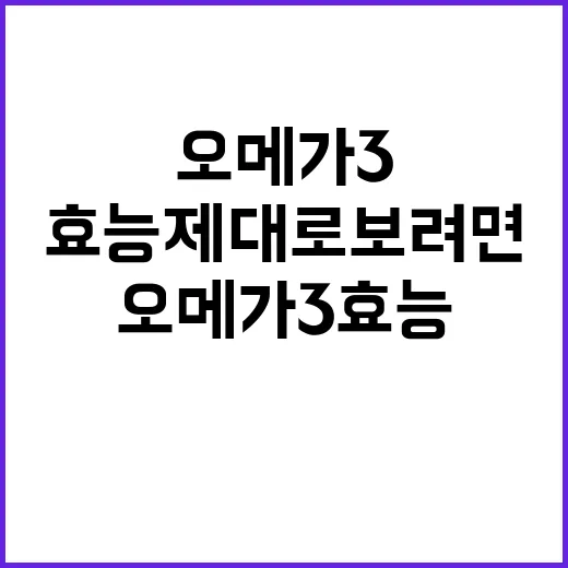 오메가3효능 제대로 보려면 이렇게 고르세요 - 요약