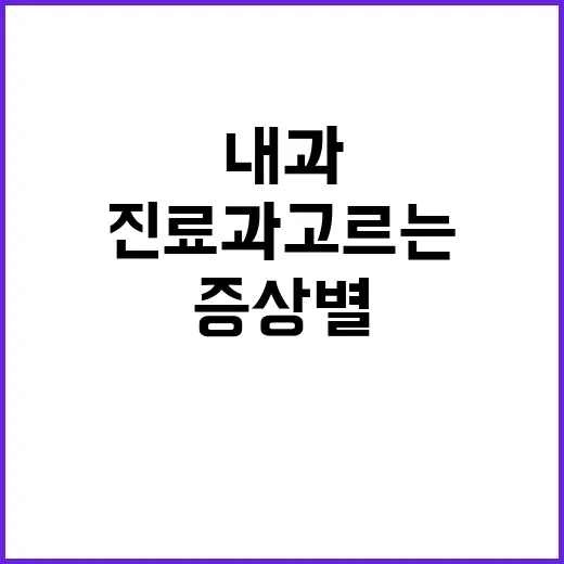 내과 처음 갈 때 증상별로 진료과 고르는 방법 - 요약