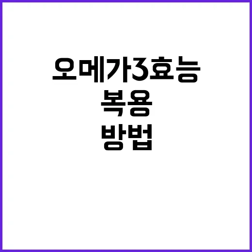 오메가3효능 제대로 확인하는 방법, 혈관 건강부터 복용 주의점까지 - 요약