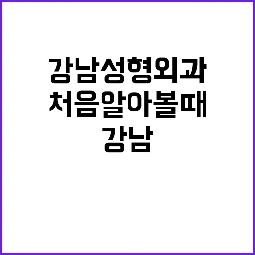 강남성형외과 처음 알아볼 때 안전하게 비교하는 방법 - 요약