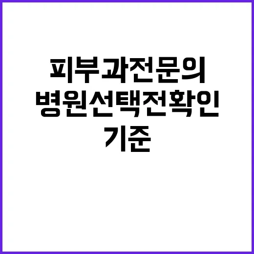피부과전문의 찾는 방법, 병원 선택 전 확인하면 좋은 기준 - 요약