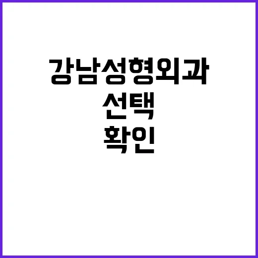 강남성형외과 선택하려면 이렇게 확인하세요 - 요약