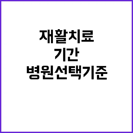 재활치료 시작하려면 이렇게 확인하세요: 종류, 기간, 병원 선택 기준 - 요약