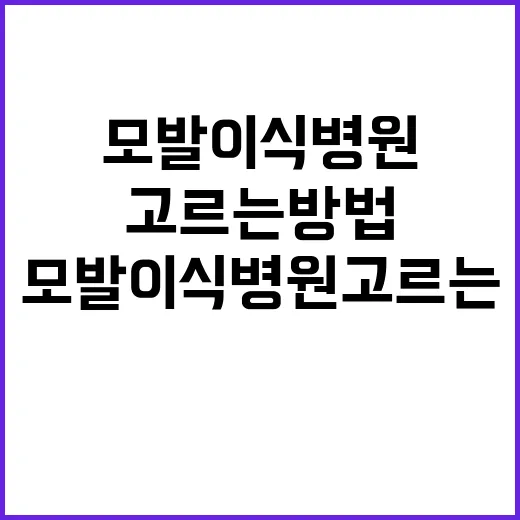 모발이식병원 고르는 방법, 상담 전에 확인할 것들 - 요약