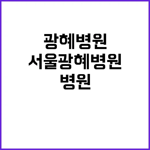 서울광혜병원 처음 이용하려면 이렇게 확인하세요 - 요약