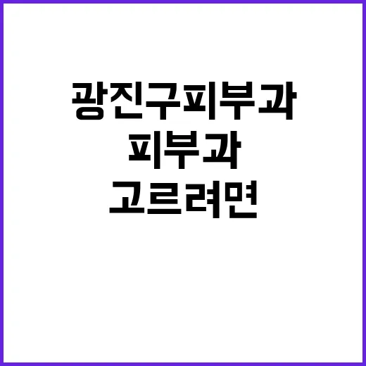 광진구피부과 처음 고르려면 이렇게 확인하세요 - 요약