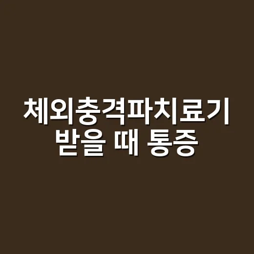 체외충격파치료기 받을 때 통증·횟수·비용 확인하는 방법 - 요약