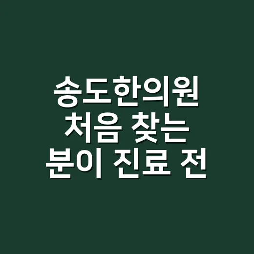 송도한의원 처음 찾는 분이 진료 전 확인하는 방법 - 요약