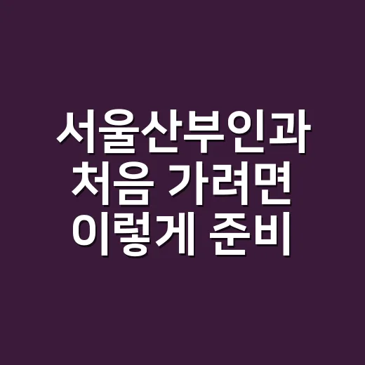 서울산부인과 처음 가려면 이렇게 준비하는 방법 - 요약