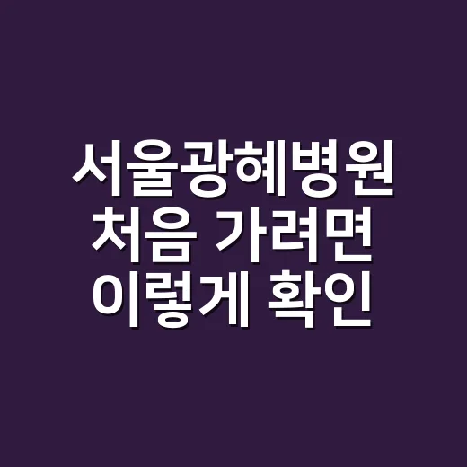 서울광혜병원 처음 가려면 이렇게 확인하고 움직이는 방법 - 요약