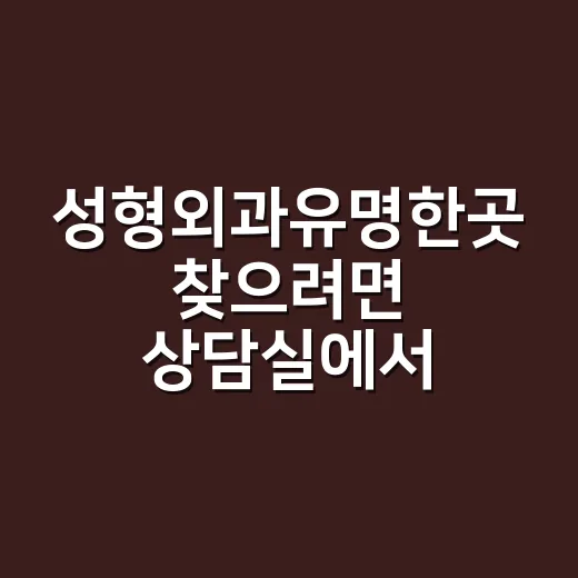 성형외과유명한곳 찾으려면 상담실에서 이렇게 확인하세요 - 요약