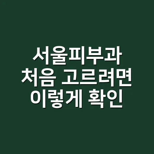 서울피부과 처음 고르려면 이렇게 확인하는 방법 - 요약