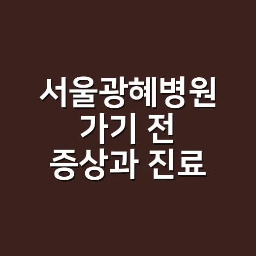 서울광혜병원 가기 전 증상과 진료 준비하는 방법 - 요약
