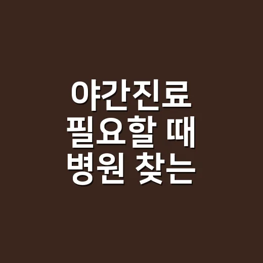 야간진료 필요할 때 병원 찾는 방법, 헛걸음 줄이려면 이렇게 확인하세요 - 요약