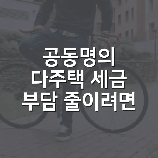 공동명의 다주택 세금 부담 줄이려면 이렇게 확인하세요 - 요약