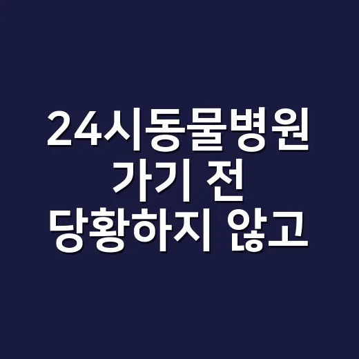 24시동물병원 가기 전 당황하지 않고 준비하는 방법 - 요약
