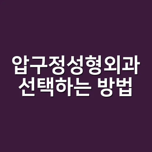 압구정성형외과 선택하는 방법, 상담 전 확인하면 좋은 것들 - 요약