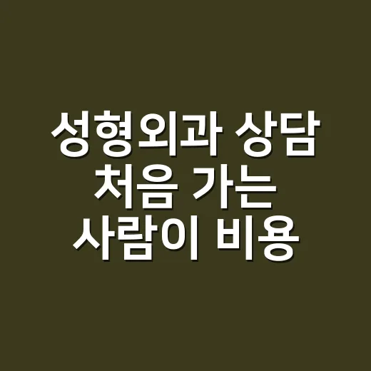 성형외과 상담 처음 가는 사람이 비용·안전·회복을 확인하는 방법 - 요약