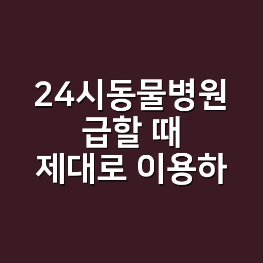 24시동물병원 급할 때 제대로 이용하는 방법 - 요약