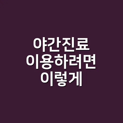 야간진료 이용하려면 이렇게 확인하고 가세요 - 요약