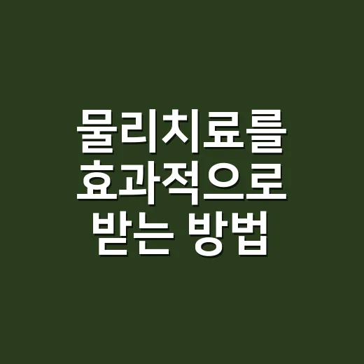 물리치료를 효과적으로 받는 방법 - 요약