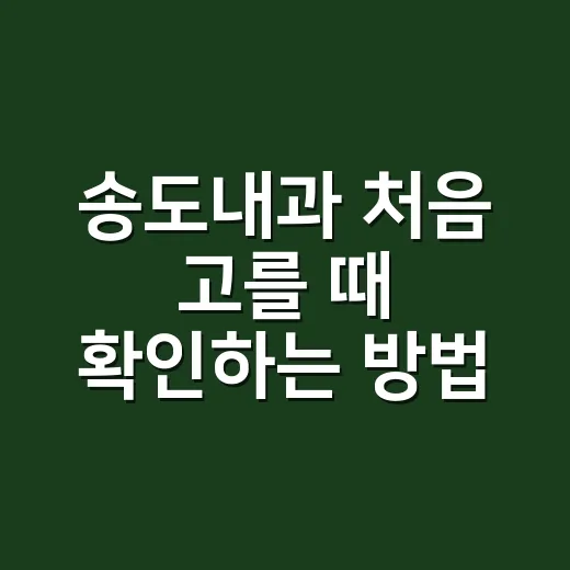 송도내과 처음 고를 때 확인하는 방법 - 요약
